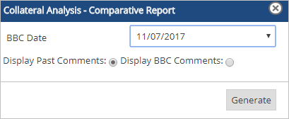 Collateral Analysis - Comparative Report popup